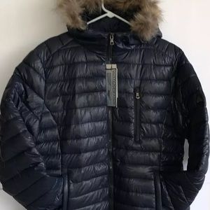 Spire By Galaxy Aurora Hooded Puffer Jacket navy